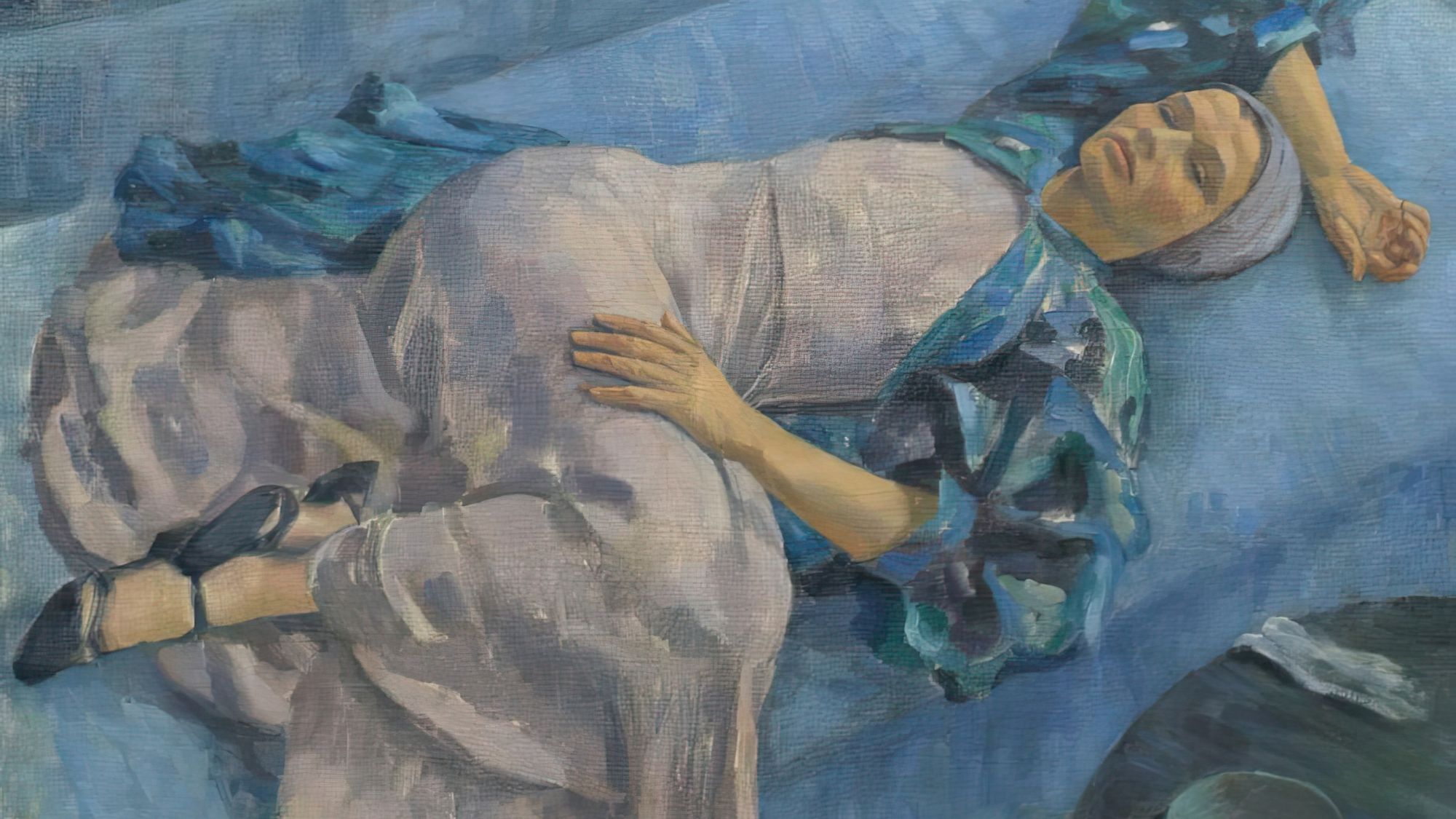 Grete Gamerith on a blue couch, 1936. Portrait of the artist's wife. Creator: Walther Gamerith. (Photo by Heritage Art/Heritage Images via Getty Images)