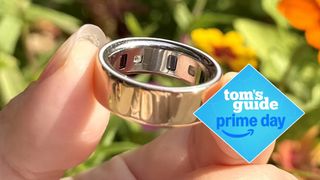 An Oura Ring 4 with a Tom's Guide Prime Day logo next to it 