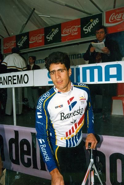 Spanish great Miguel Indurain at the start of Milan-San Remo.
