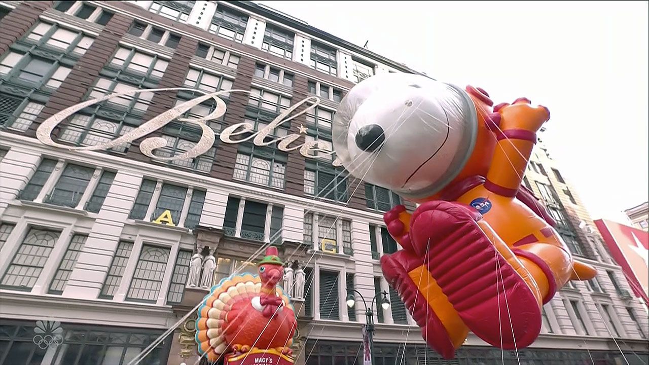 Baby Yoda, a space Snoopy, an astronaut and more Star Wars characters invaded the 2021 Macy's Thanksgiving Day Parade.