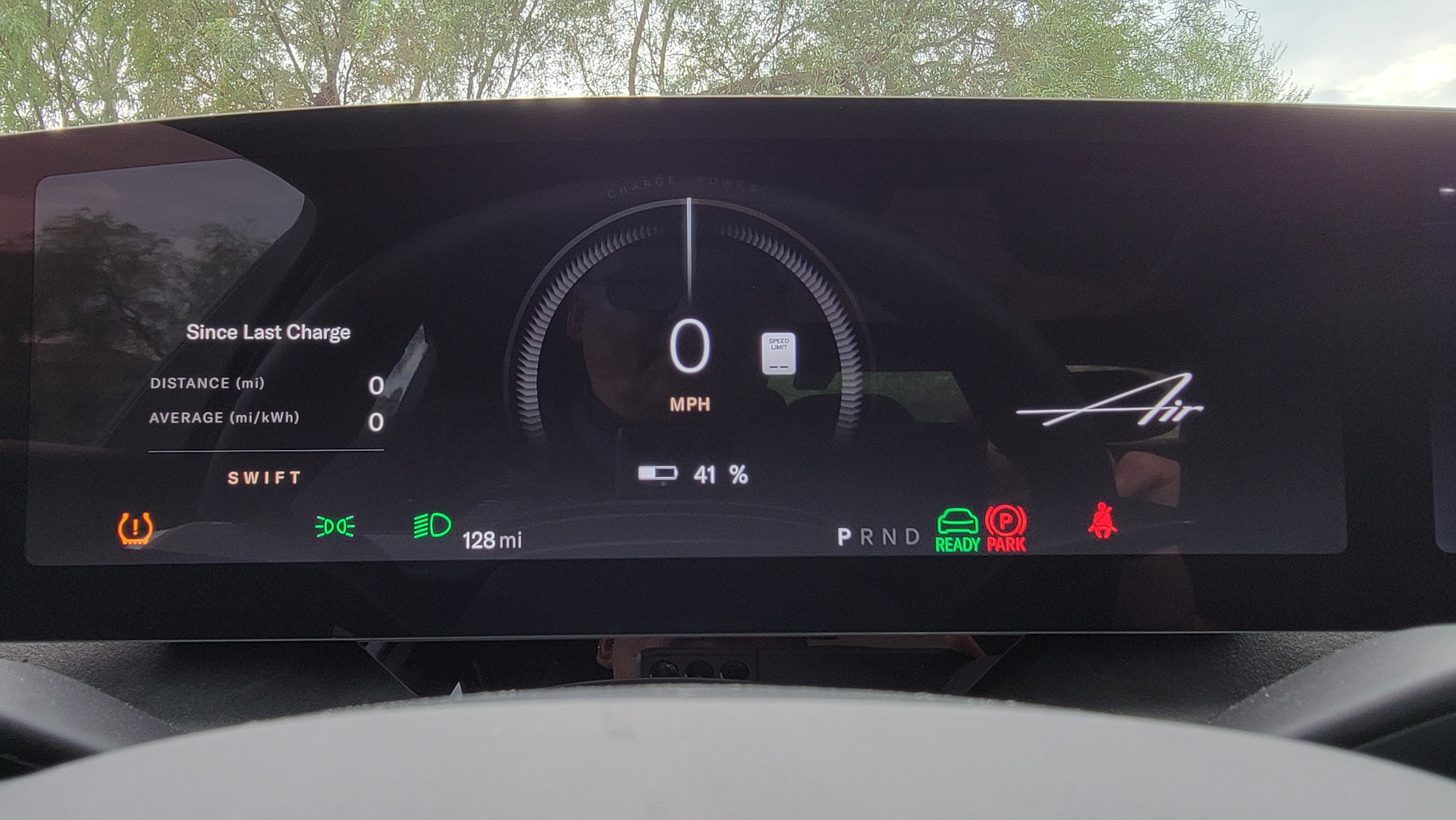 Close-up of driver display in Lucid Air