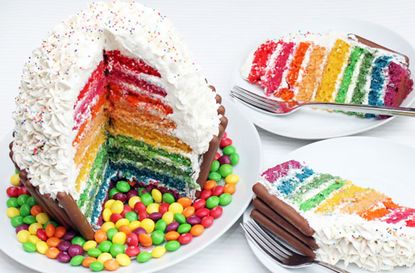 Giant rainbow cupcake