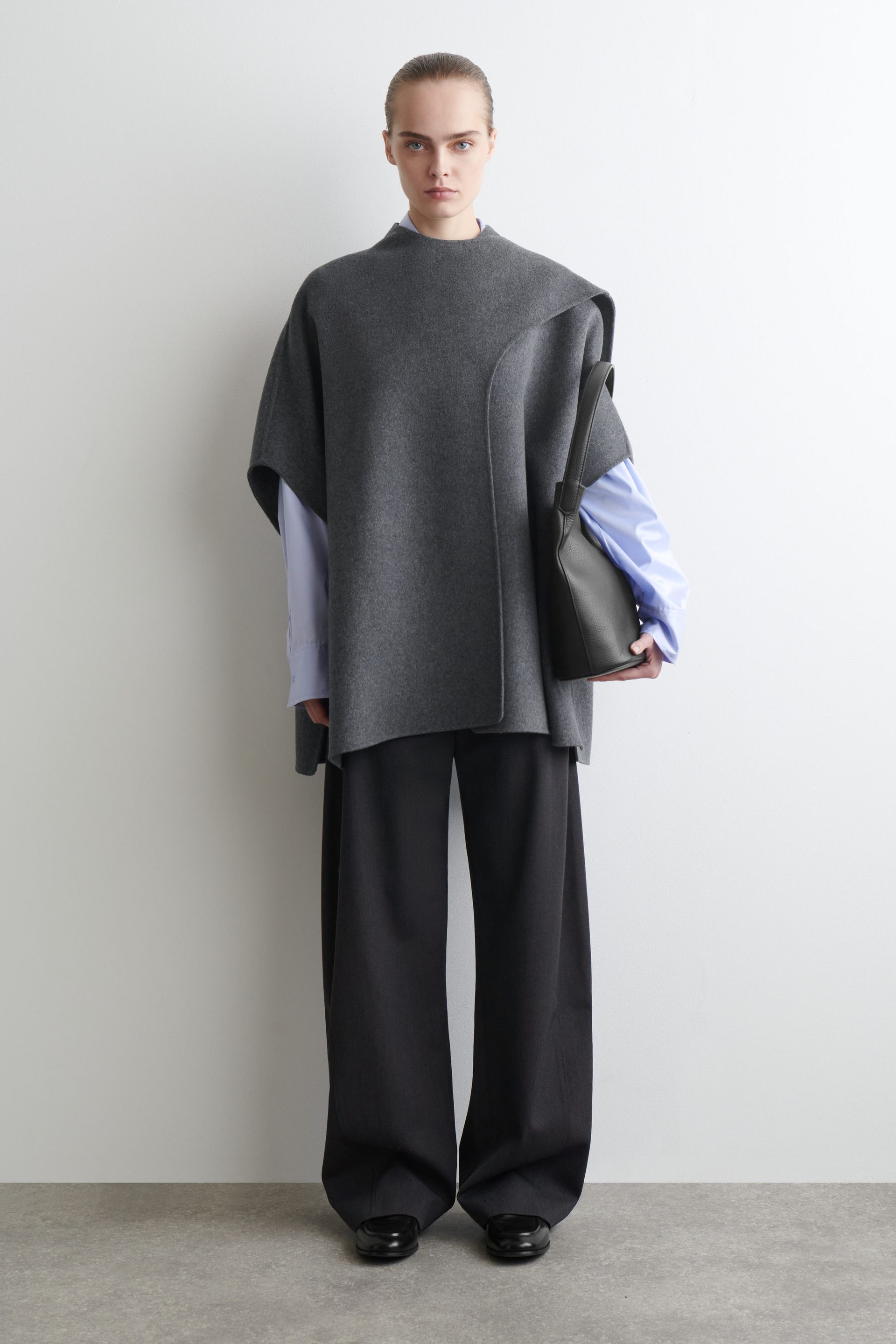 Double-Faced Merino Wool Scarf Cape