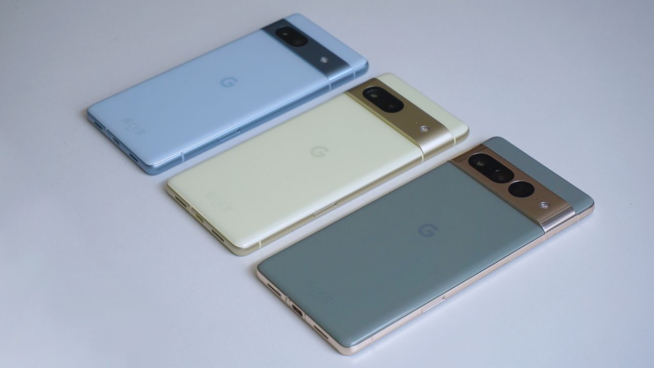 Google Pixel 7a review Pixel 7 Pixel 7 Pro backs angled