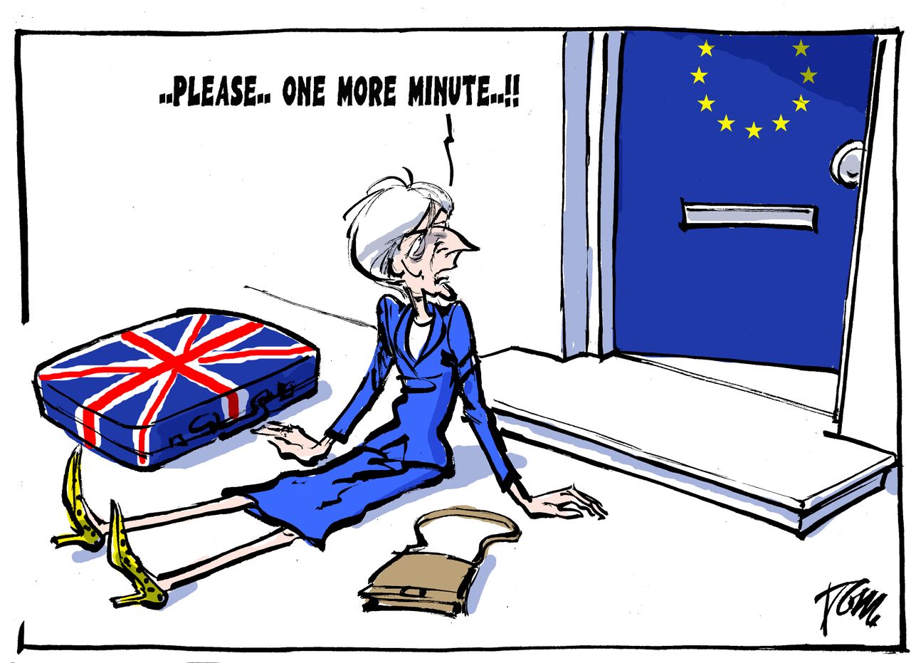 Political Cartoon World Theresa May Brexit dela