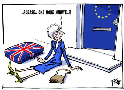 Political Cartoon World Theresa May Brexit dela