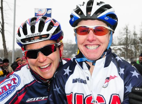 USA Team-mates Meredith Miller (L) and Laura Van Gilder (R)