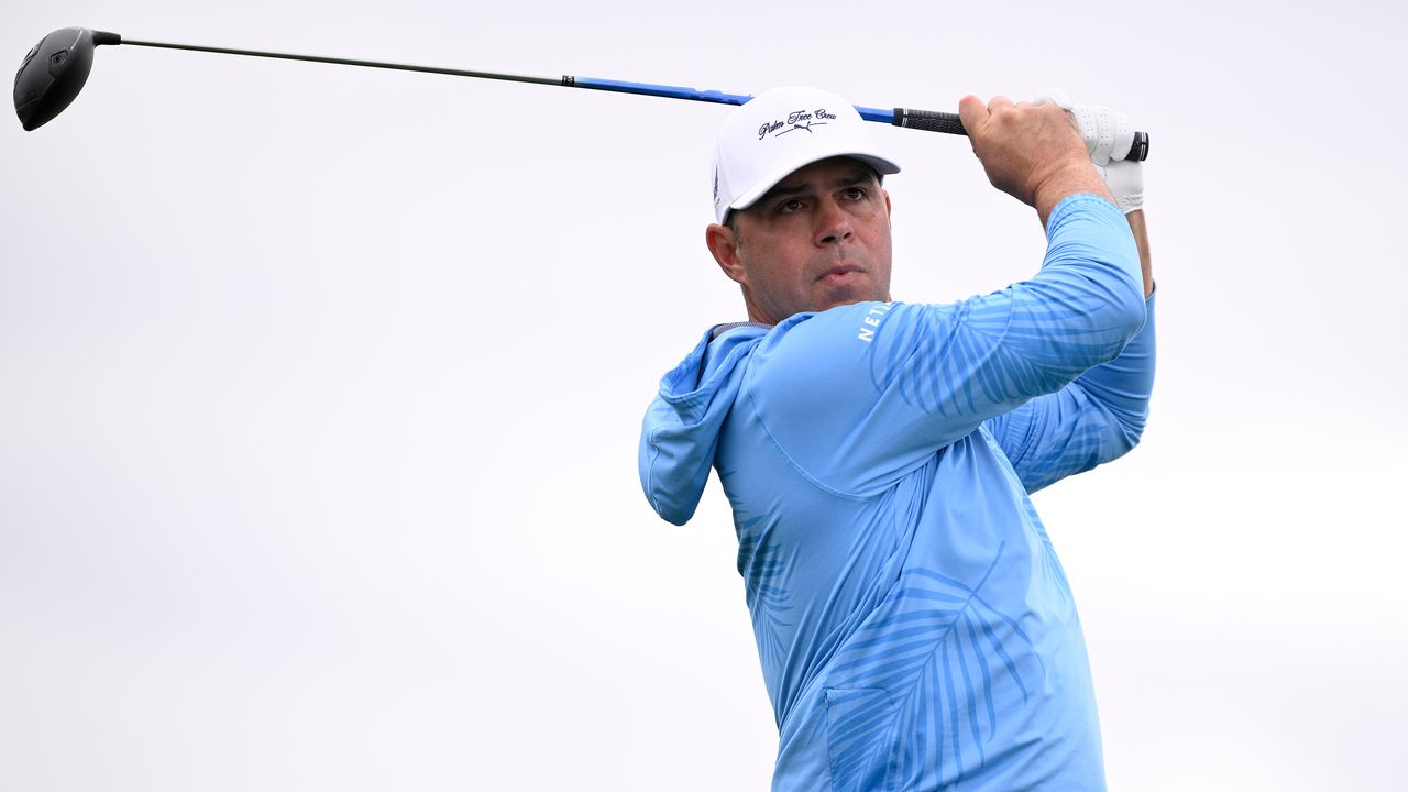 Gary Woodland hits a drive