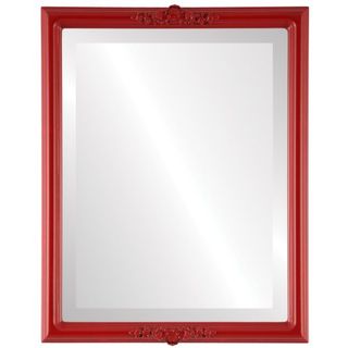 Ovalcrest Rectangle Beveled Wall Mirror for Home Decor - Athena Style - Holiday Red - 22x26 Outside Dimensions