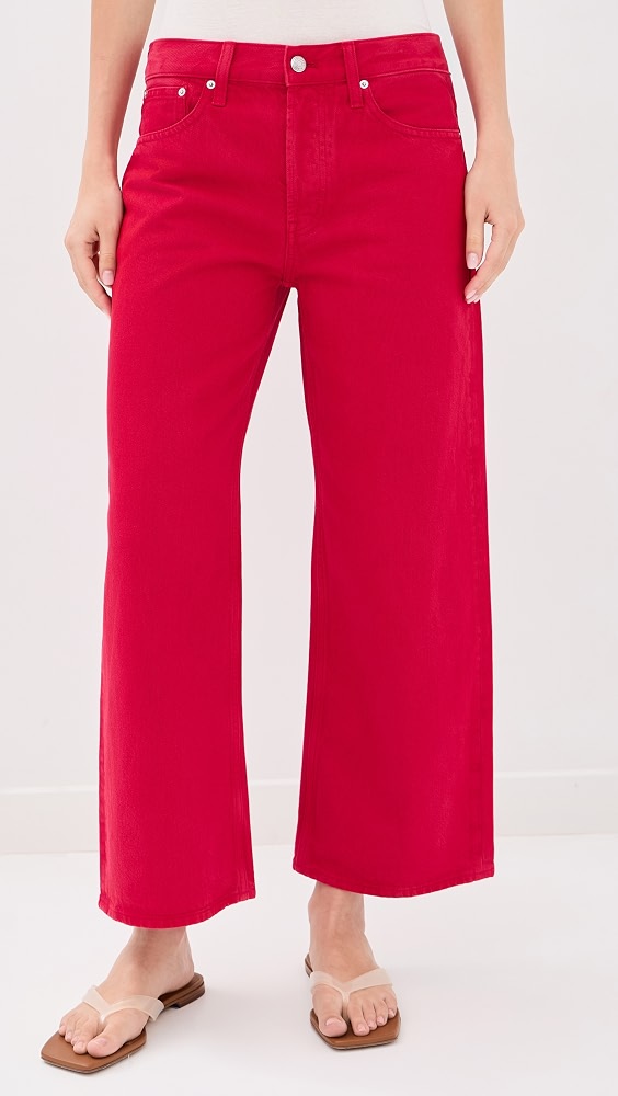 Low Slung Baggy Crop Jeans - Varsity Red