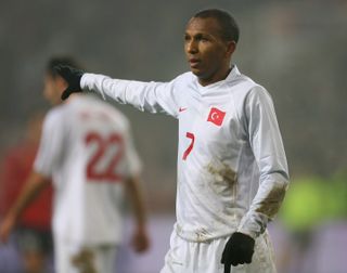 Mehmet Aurelio in action for Turkey against Norway in November 2007.