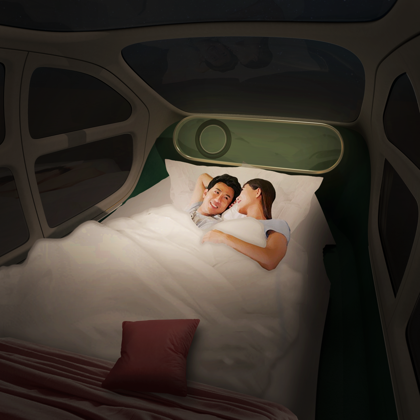 The Airo electric vehicle interior can also be transformed into a bed