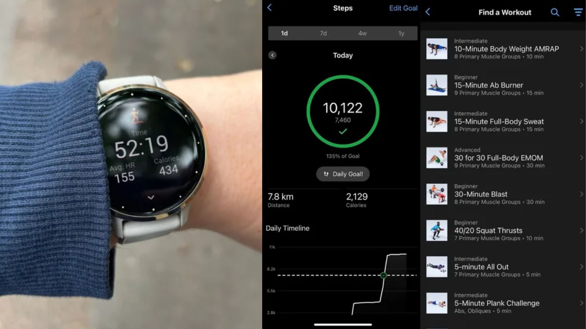 Ciara McGinley wearing Garmin Venu 3S with exercise insights in screenshot