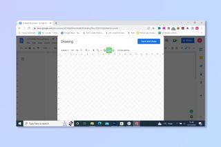 The third step to insert a text box in Google Docs, the Google Drawing tool text box icon