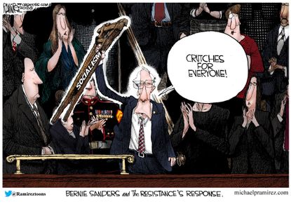 Political cartoon U.S. Bernie Sanders socialism State of the Union Democrats response