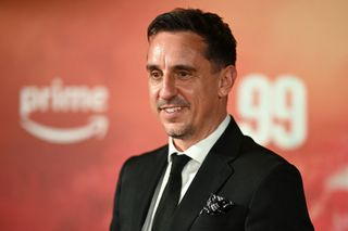 ITV Euro 2024 Former Manchester United footballer Gary Neville poses on the red carpet upon arrival to attend the world premiere of the documentary &#039;99&#039;, in Manchester, northern England on May 9, 2024. (Photo by Oli SCARFF / AFP) (Photo by OLI SCARFF/AFP via Getty Images)