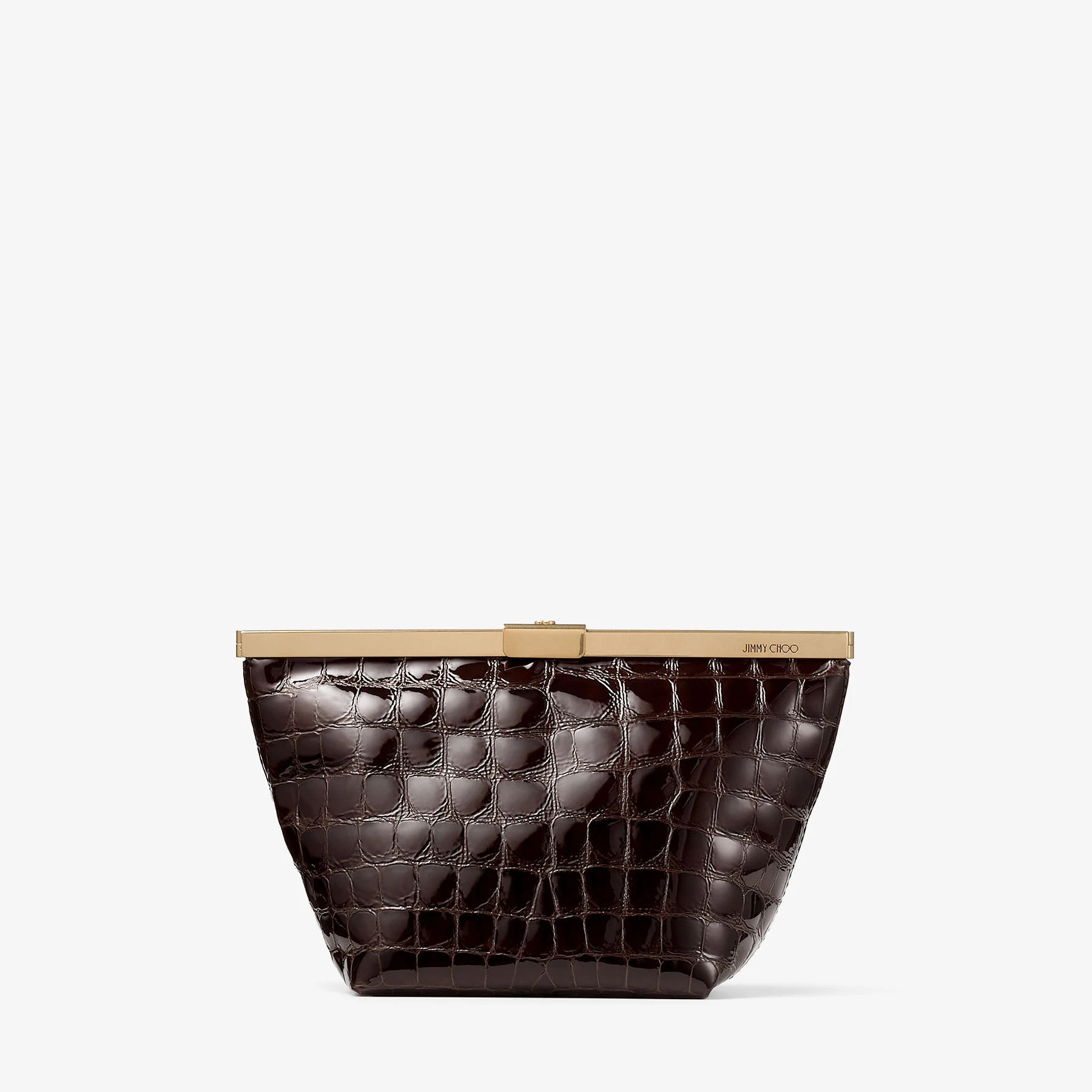 Jimmy Choo, Sambuco Shiny Croc Embossed Leather Clutch Bag