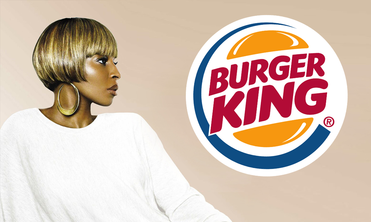 Mary J Blige staring solemnly at the Burger King logo