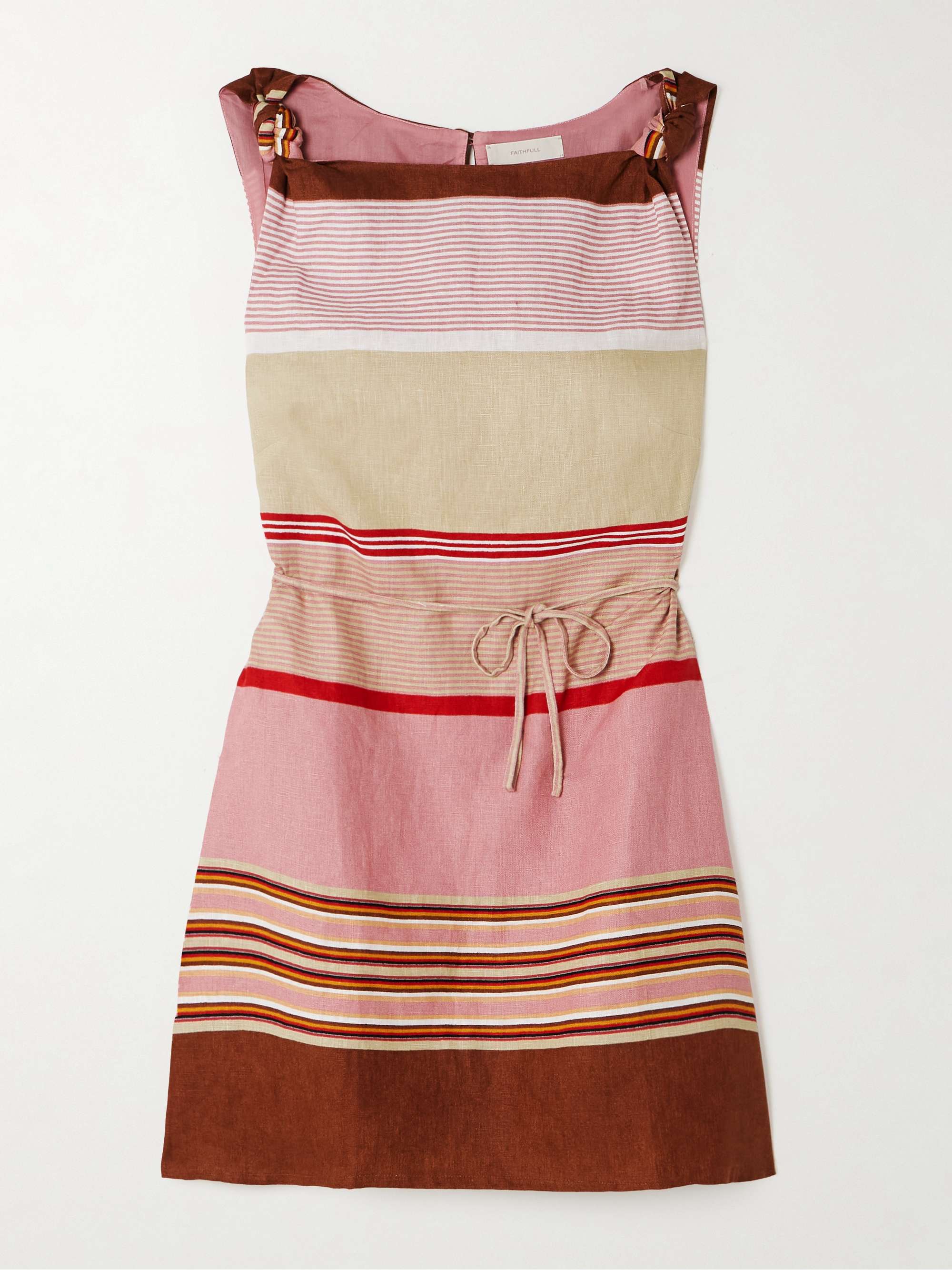 Flor Belted Striped Linen Mini Dress