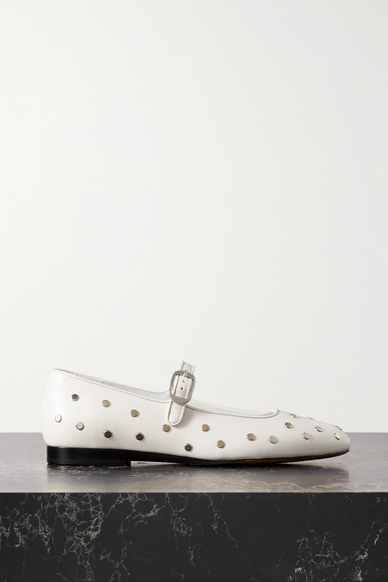 Studded Leather Mary Jane Ballet Flats