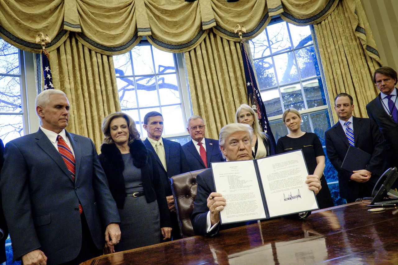 President Trump signs an executive order.