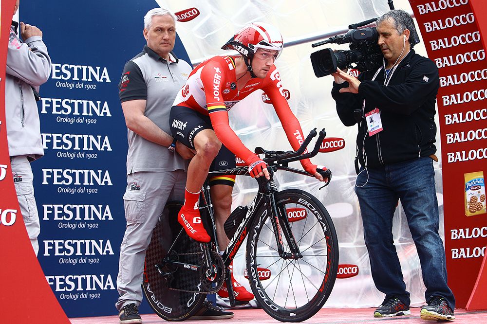 Jurgen Van Den Broeck (Lotto Soudal) about to start his time trial in which he finished seventh