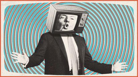 Illustration of Donald Trump with a television-shaped head