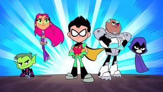 Teen Titans Go!'s versions of Beast Boy, Starfire, Robin, Raven and Cyborg