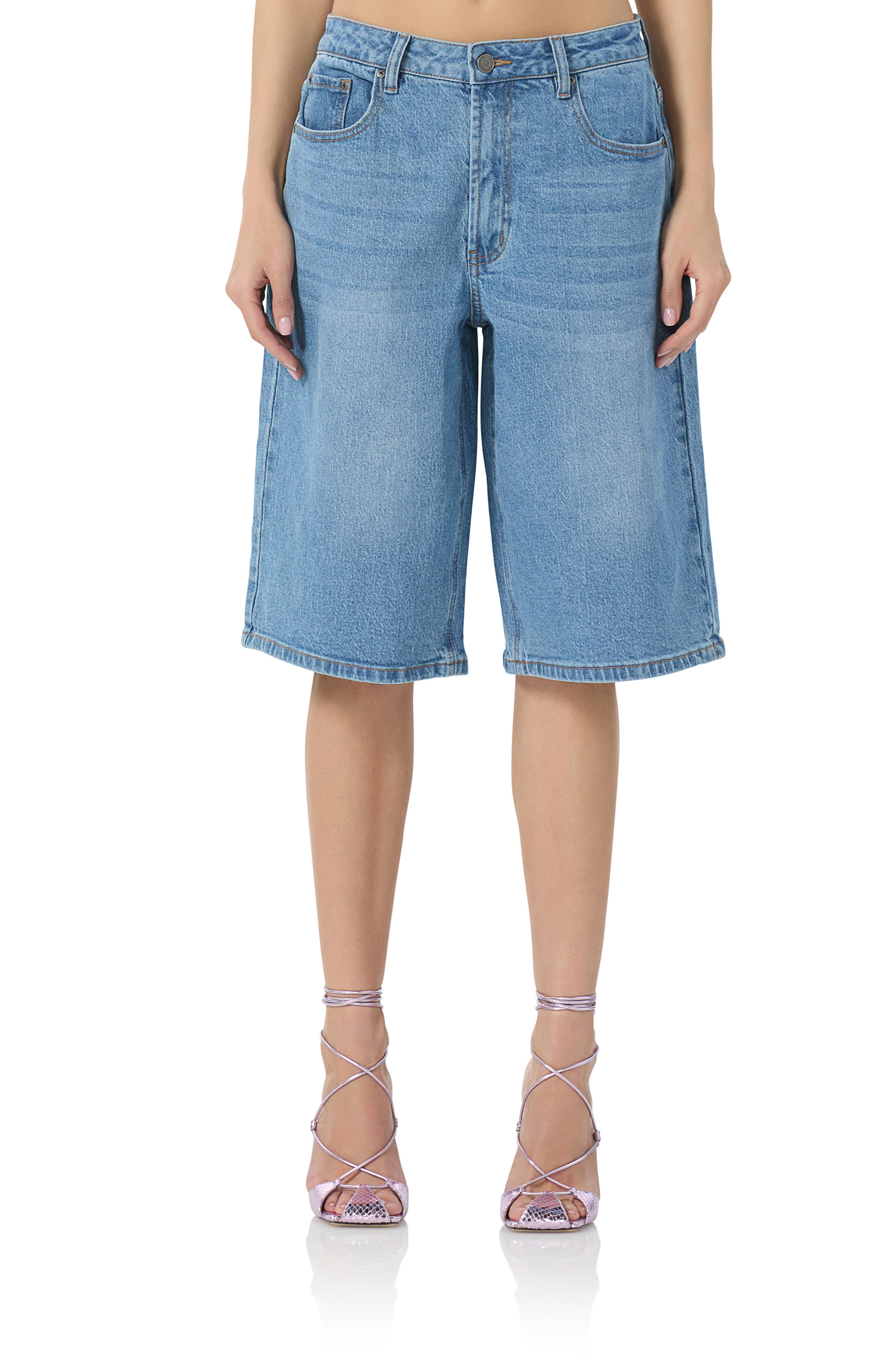 AFRM, Low Rise Denim Bermuda Shorts