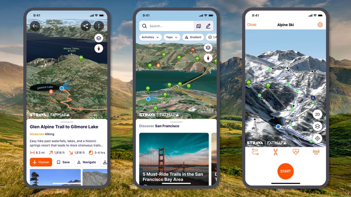 Mountain scenery with Strava screengrabs superimposed on top