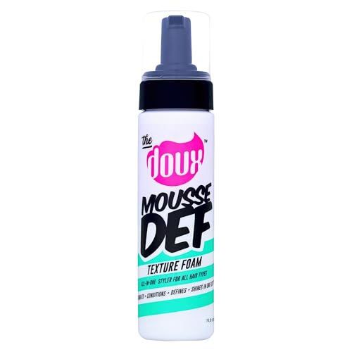 The Doux Multi-Use Mousse for Curly Hair Mousse Def Texture Foam for Styling, Curl Definition, Volume & Shine – Curl Cream Alternative for African Hair & Natural Hair Styles