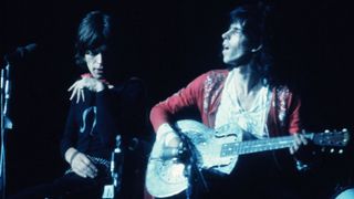 Mick Jagger and Keith Richards perform on stage at Madison Square Garden on November 28, 1969 in New York City, New York. (Pho