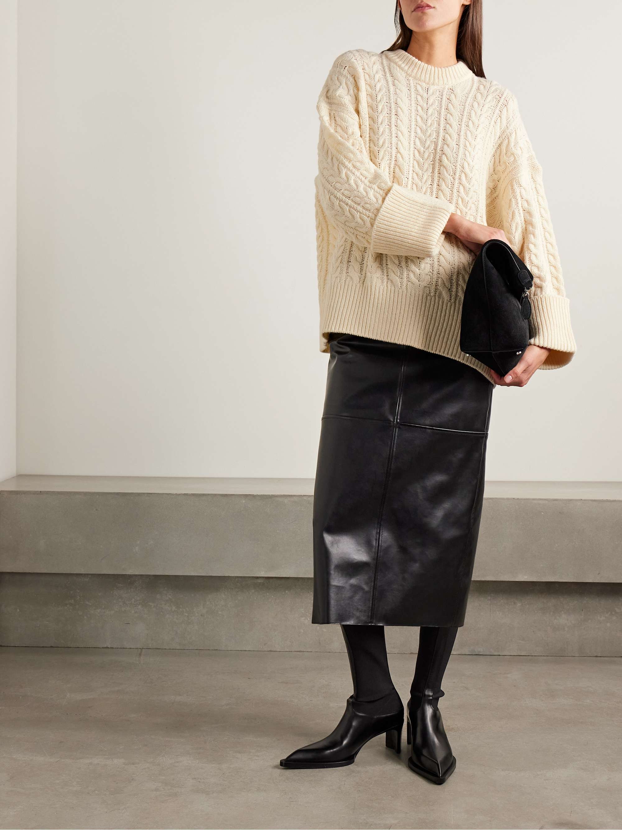 Oversized Cable-Knit Wool-Blend Sweater