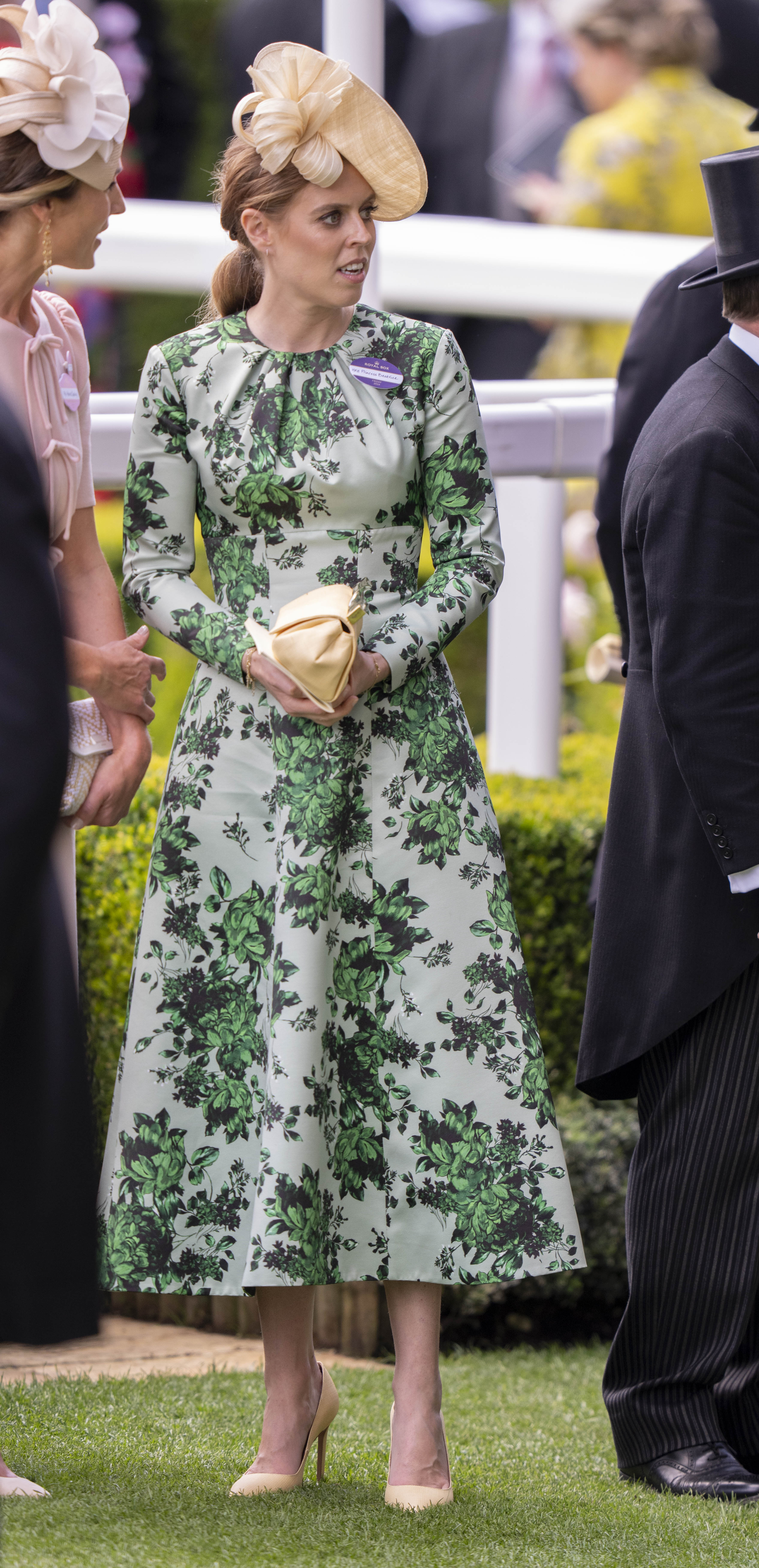 Princess Beatrice wearing a green floral dress at Royal Ascot