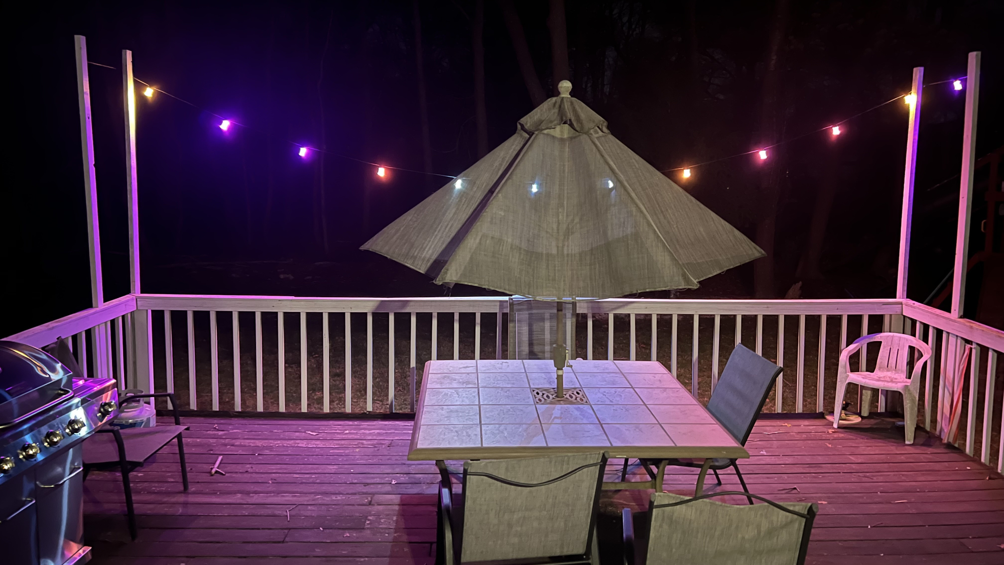 LIFX Outdoor String lights in backyard at night