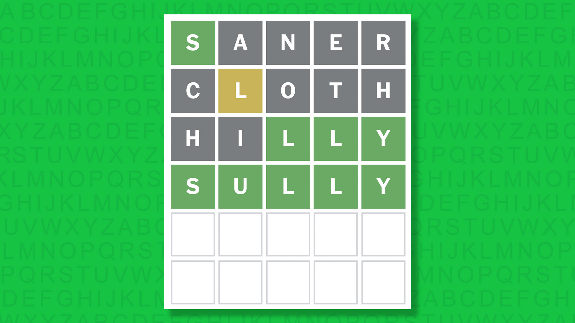 NYT Wordle answer for game 1676 on a green background