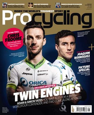 Simon and Adam Yates on the front of the January 2016 issue of Procycling Magazine