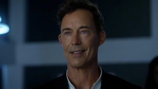 Eobard Thawne in his Harrison Wells guise in The Flash