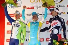 Enrico Gasparotto (Astana) enjoys his podium time at the Amstel Gold Race