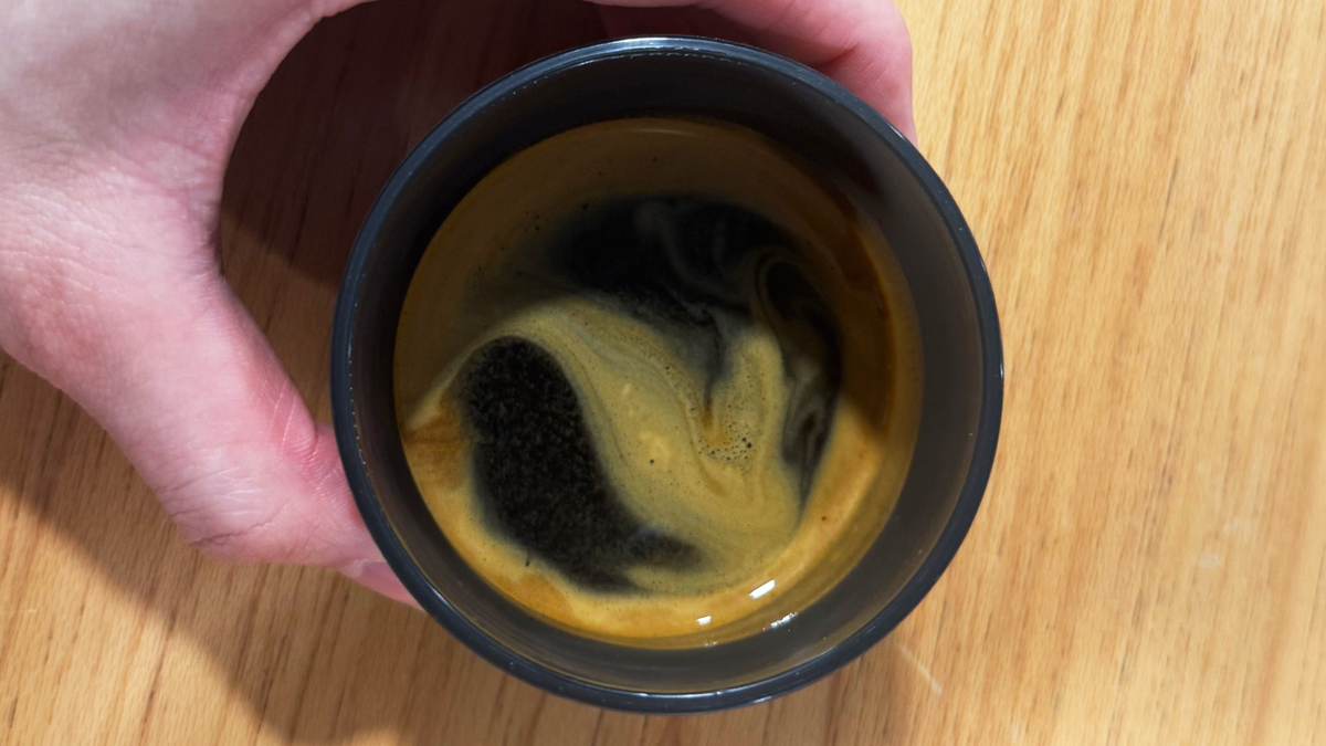 a shot of espresso made on the ikape kapo k2 pro