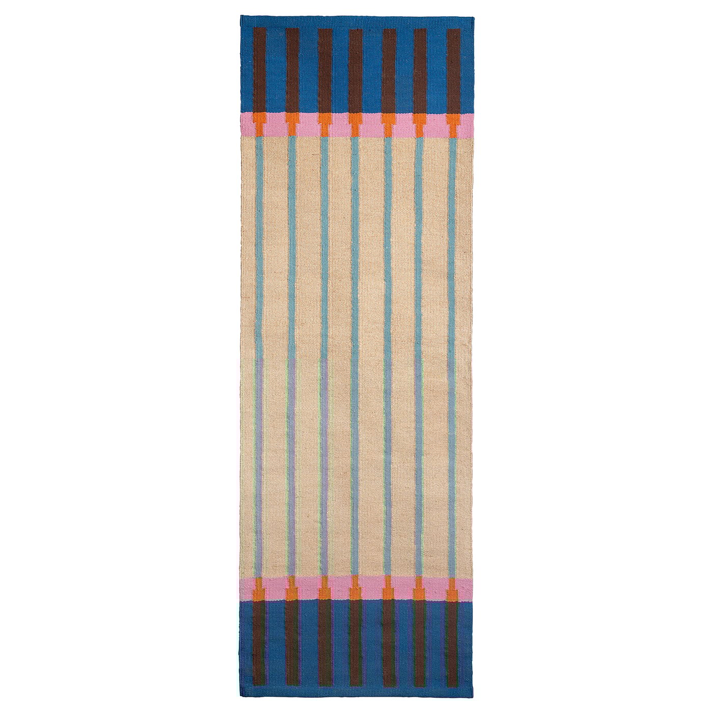 MÄvinn Runner, Flatwoven - Beige Blue/stripe 70x200 Cm