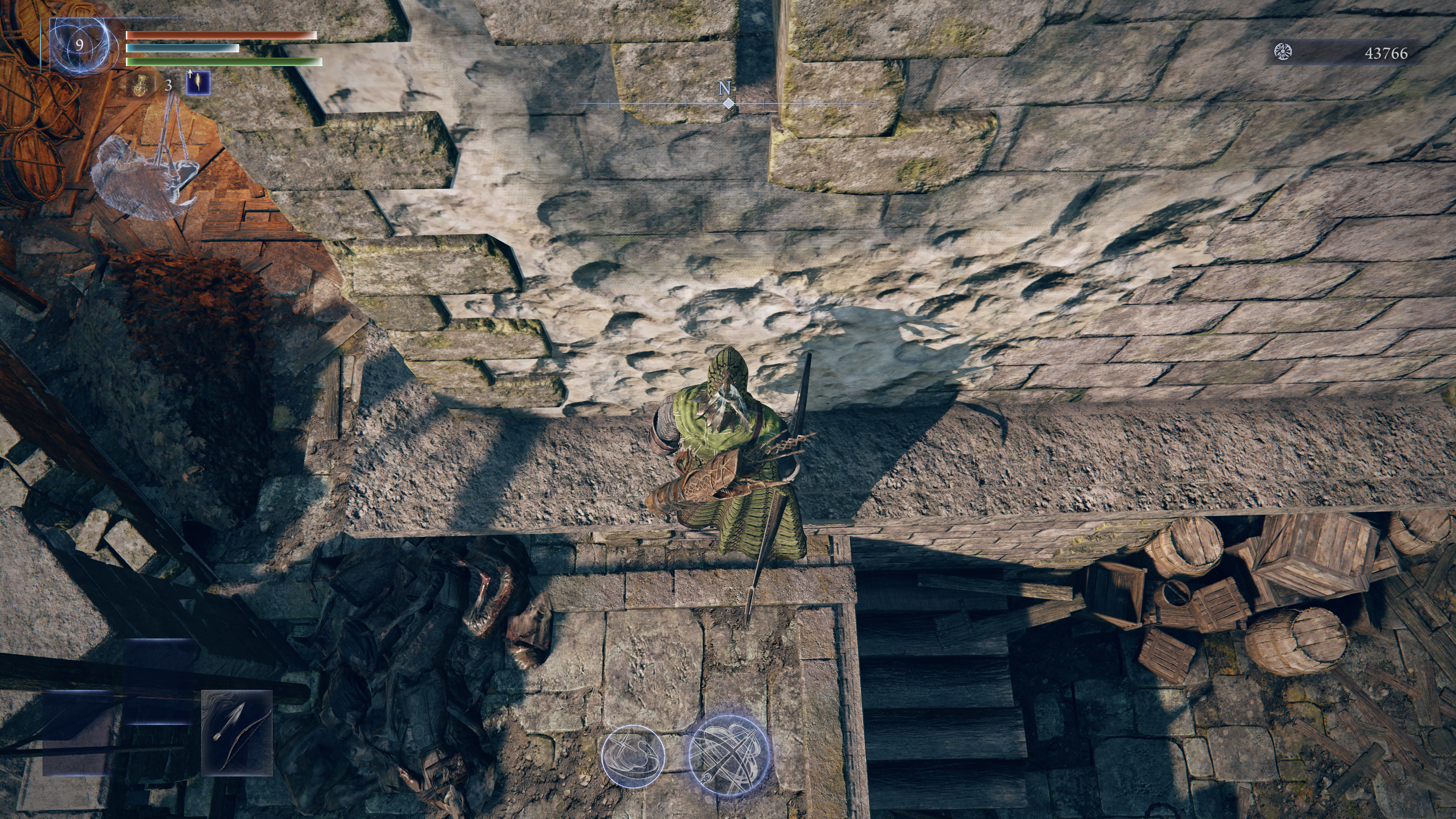 Elden Ring Nightreign character Ironeye standing in front of castle walls