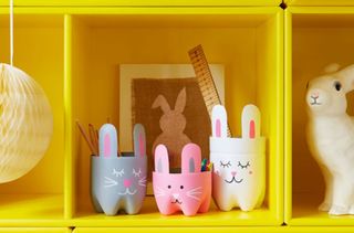 Easy crafts for kids illustrated by rabbit pen pots