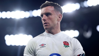 George Ford of England looks dejected following the team's defeat during the Autumn Nations Series 2024 match between England and New Zealand All Blacks at the Allianz Stadium on November 02, 2024 in London, England. 