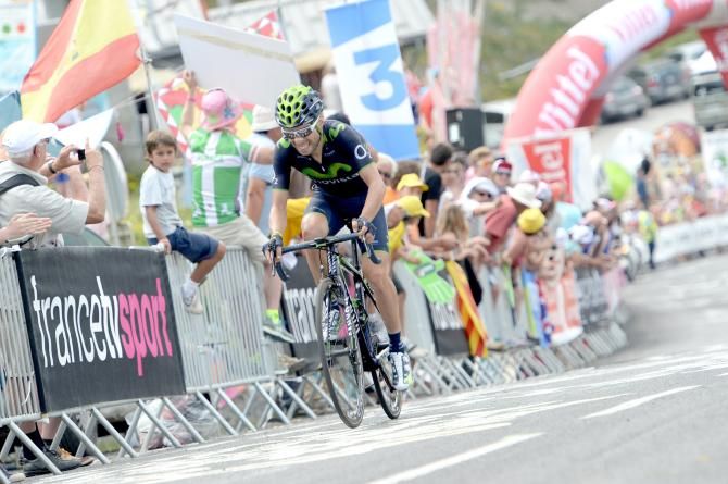 Giovanni Visconti (Movistar) rides to second on the Pla d'Adet