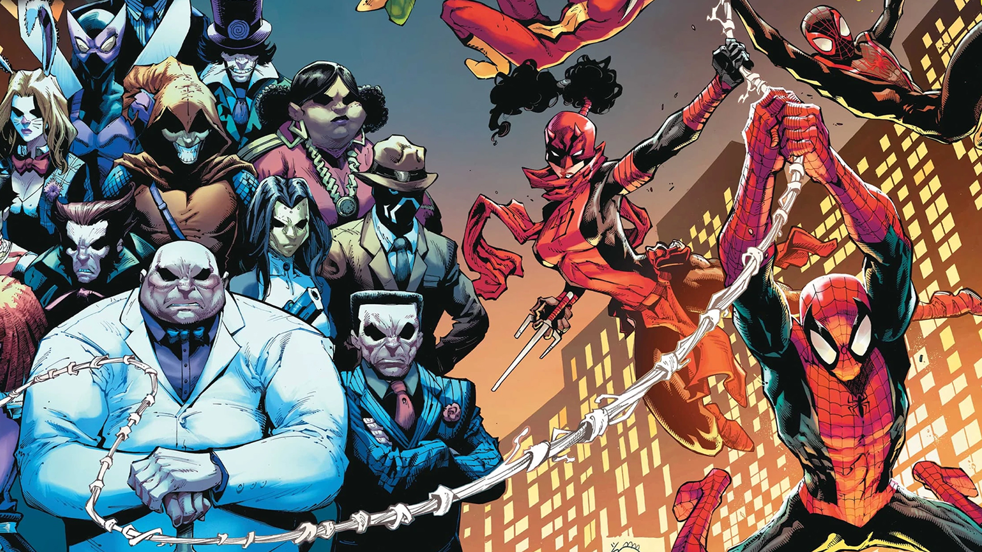 Spider-Man and his allies swinging into action against the gangsters of New York City