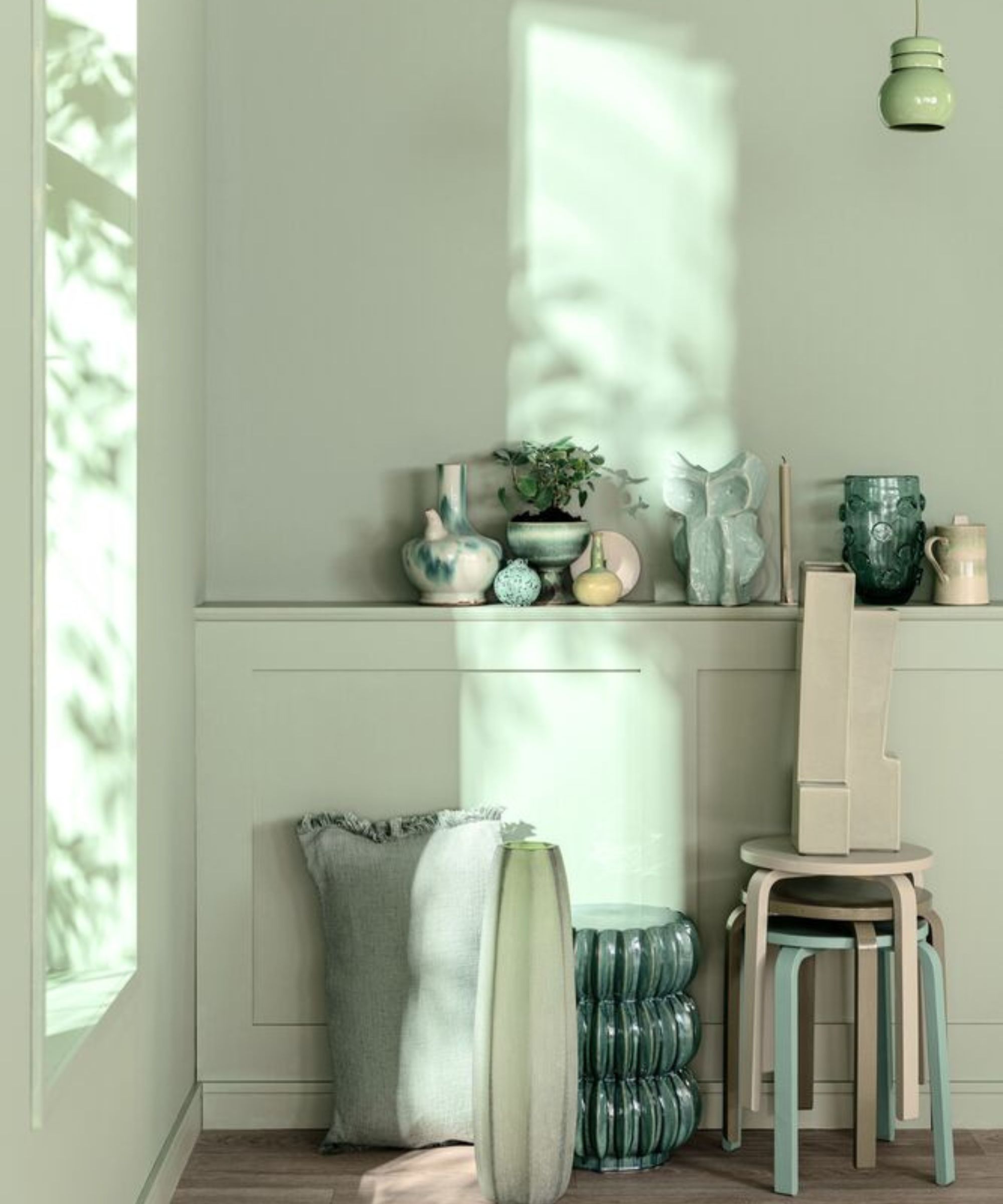 Green living room, painted in DULUX Soulful Sage