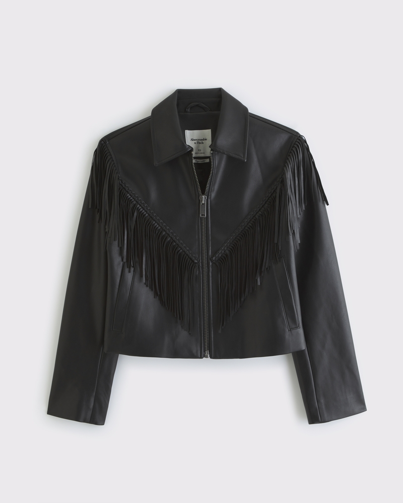 Vegan Leather Fringe Jacket