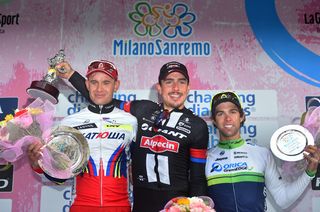The 2015 Milan-San Remo podium