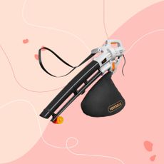 vonhaus leaf blower vacuum and mulcher on a pink graphic background